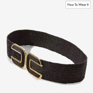Boston Proper Gold Hardware Raffia Elastic Belt